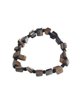 Natural Shell Mother Pearl Chunk Bead Stretch Bracelet Elastic Handmade Jewelry